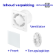 Pro-Design badkamer/toilet ventilator - MET TIMER (KW125T) - Ø125mm - vlak GLAS - mat witthumbnail