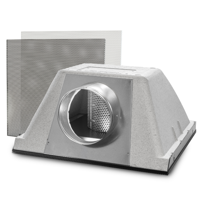 Toevoerplenum "EasyPlenum" - 250mm - Met geperforeerd rooster Toevoerplenum "EasyPlenum" - 250mm - Met geperforeerd rooster