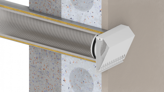 Whisper Luxe Design Gevelkap 150mm - TOEVOER - GRAFIETGRIJS