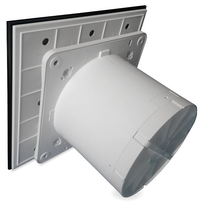 Pro-Design badkamer/toilet ventilator - STANDAARD (KW100) - Ø100mm - vlak GLAS - glans zwart Pro-Design badkamer/toilet ventilator - STANDAARD (KW100) - Ø100mm - vlak GLAS - glans zwart