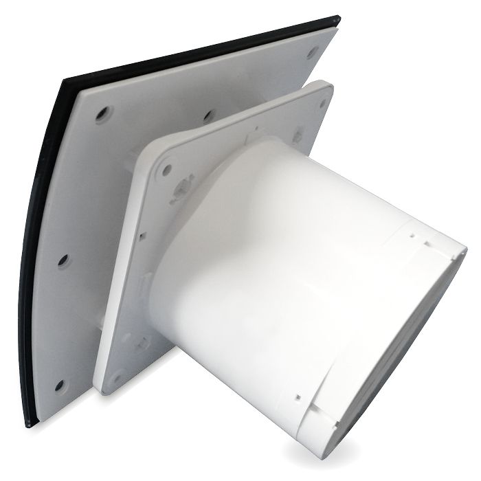 Pro-Design badkamer/toilet ventilator - TREKKOORD (KW100W) - Ø 100mm - gebogen GLAS - glans zwart