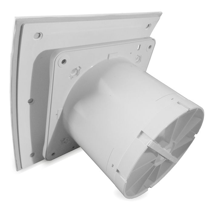 Pro-Design badkamer/toilet ventilator - TREKKOORD (KW100W) - Ø 100mm - gebogen GLAS - mat wit