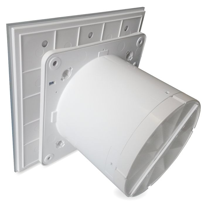 Pro-Design badkamerventilator - TIMER + VOCHTSENSOR (KW100H) - Ø 100mm - vlak GLAS - mat wit