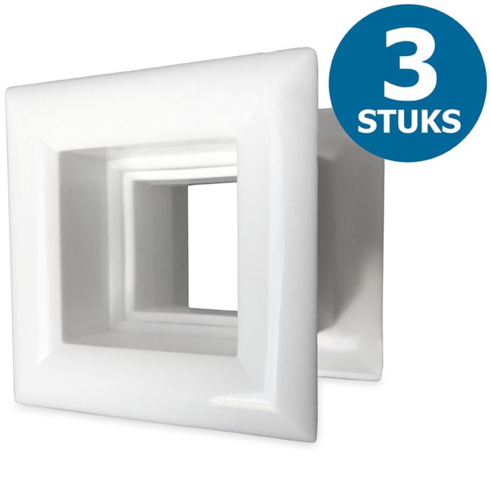 Vierkante deurroosters 29 x 29mm - kunststof wit - set van 3 stuks Vierkante deurroosters 29 x 29mm - kunststof wit - set van 3 stuks