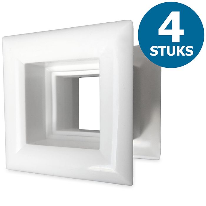 Vierkante deurroosters 29 x 29mm - kunststof wit - set van 4 stuks Vierkante deurroosters 29 x 29mm - kunststof wit - set van 4 stuks