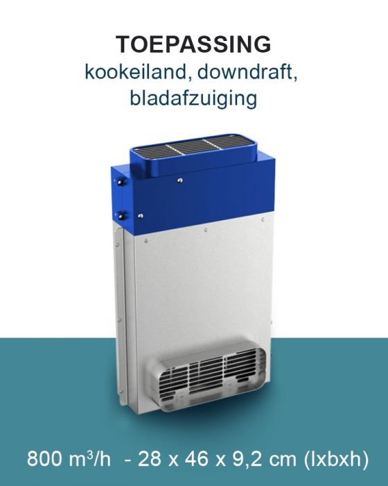 PuriVent DOMINO filter voor kookplaat met ingebouwde afzuiging - 800 m3/h - 220 x 90mm