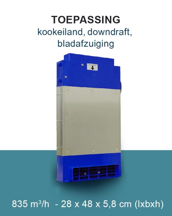 PuriVent DOMINO filter compact haaks voor kookplaat met ingebouwde afzuiging - 835 m3/h - 220 x 55mm