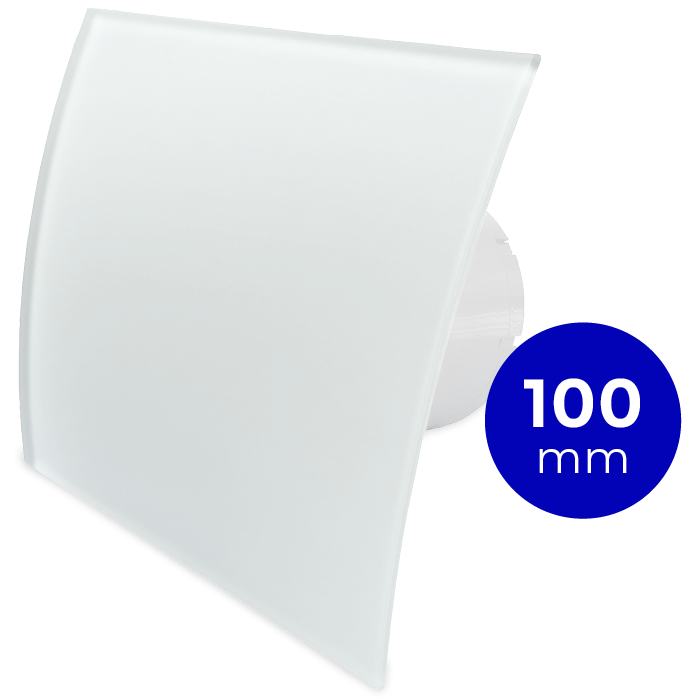 Pro-Design badkamer/toilet ventilator - STANDAARD (KW100) - Ø100mm - gebogen GLAS - mat wit Pro-Design badkamer/toilet ventilator - STANDAARD (KW100) - Ø100mm - gebogen GLAS - mat wit