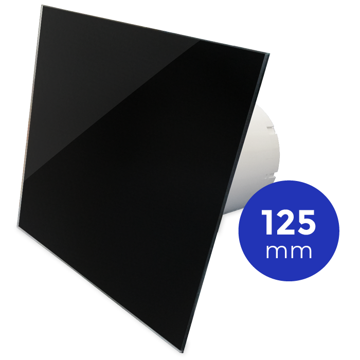 Pro-Design badkamer/toilet ventilator - STANDAARD (KW125) - Ø125mm - vlak GLAS - glans zwart Pro-Design badkamer/toilet ventilator - STANDAARD (KW125) - Ø125mm - vlak GLAS - glans zwart