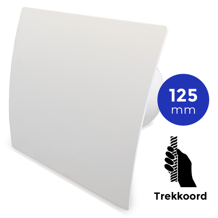 Pro-Design badkamer/toilet ventilator - TREKKOORD (KW125W) - Ø 125mm - kunststof - wit