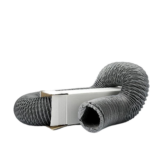 Niet-geïsoleerde PVC (grijs) flexibele slang Ø 160mm (binnenmaat) - VOLLE DOOS 10 METER Niet-geïsoleerde PVC (grijs) flexibele slang Ø 160mm (binnenmaat) - VOLLE DOOS 10 METER