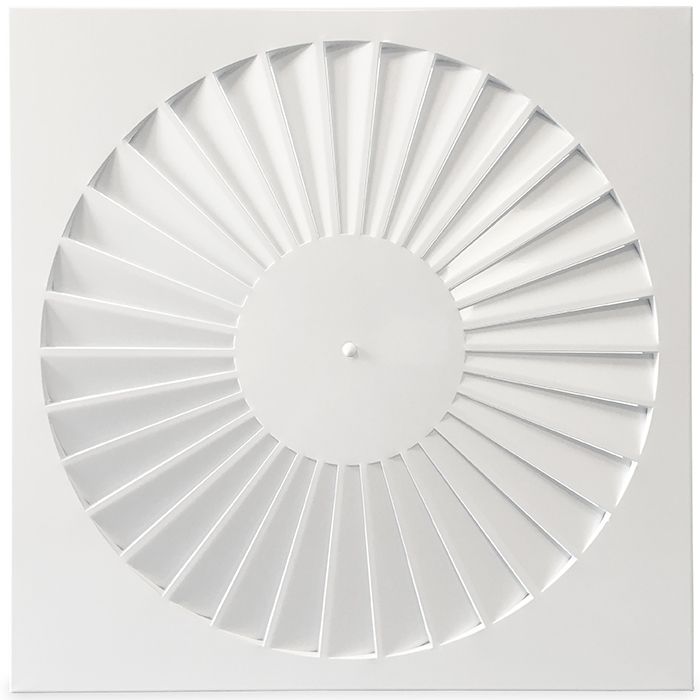 [Tweedekans] Wervelrooster voor inleg systeemplafond 595 x 595mm -  rond Ø 530mm  - luchtafvoer en toevoer - staal - RAL9010