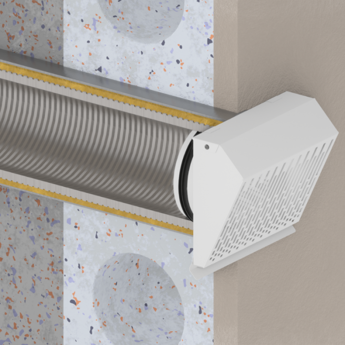 Whisper Luxe Design Gevelkap 100mm - AFVOER - WIT