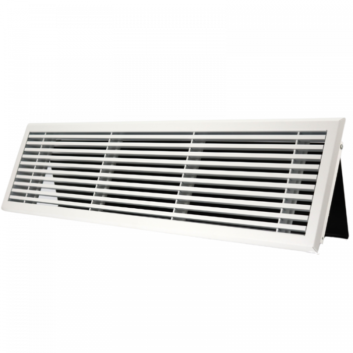 Wandrooster met volumeregelaar t.b.v. 600 x 100mm - staal - WIT RAL9003