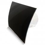 Pro-Design badkamer/toilet ventilator - TREKKOORD (KW100W) - Ø 100mm - gebogen GLAS - glans zwart