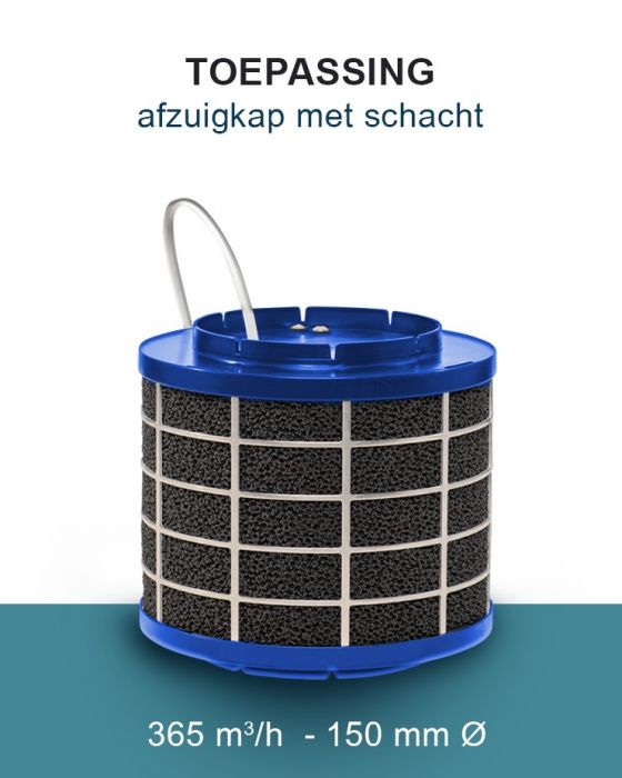 PuriVent SILO plasmafilter voor afzuigkap (schacht 180mm+) - 365 m3/h - aansluiting Ø120mm