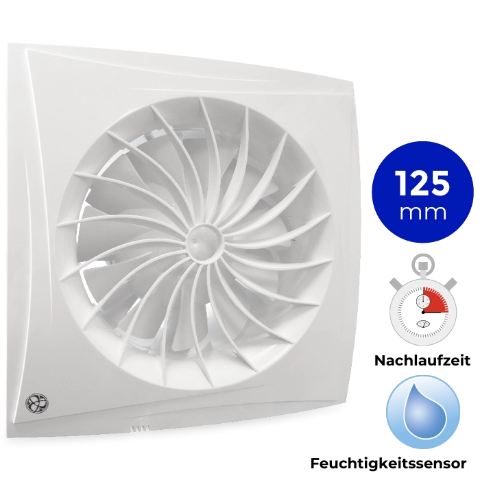 Badkamer ventilator Blauberg Sileo - Ø 125mm - MET TIMER + VOCHTSENSOR (SILEO125H) Badkamer ventilator Blauberg Sileo - Ø 125mm - MET TIMER + VOCHTSENSOR (SILEO125H)