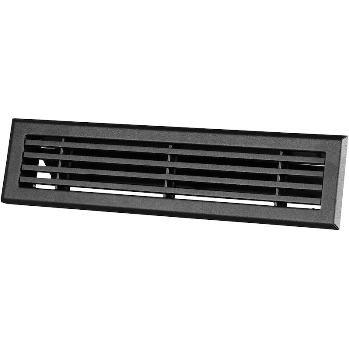 Wandrooster met volumeregelaar t.b.v. 220 x 55mm - staal - ZWART RAL9005 