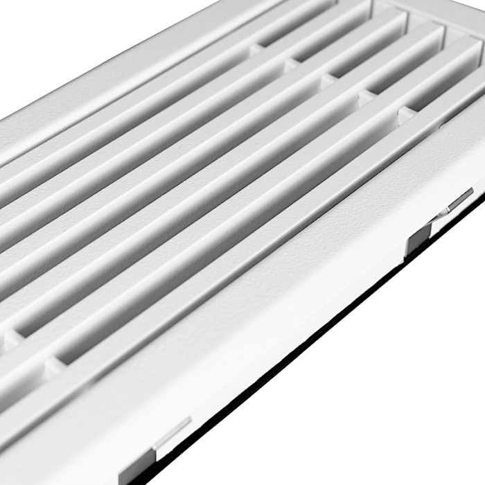 Wandrooster met volumeregelaar t.b.v. 600 x 100mm - staal - WIT RAL9003