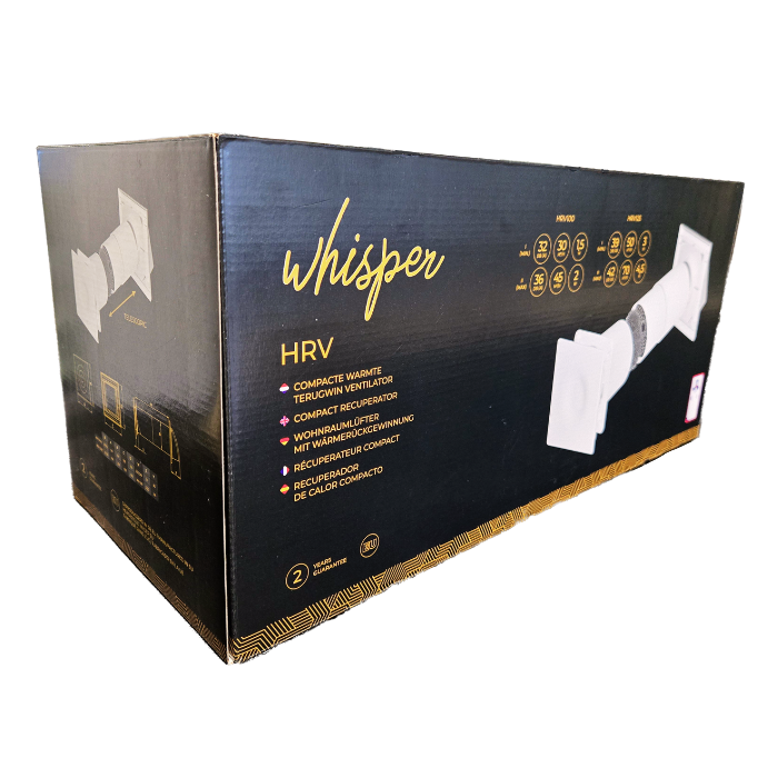 Compacte WTW ventilator HRV100P met warmtewisselaar - 35 & 50 m3/h - incl. afstandbediening