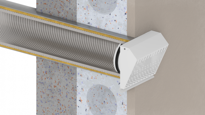 Whisper Luxe Design Gevelkap 125mm - AFVOER - GRAFIETGRIJS